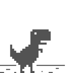 The Lonely T-Rex -- ตัวละคร Chrome Dinosaur อันเป็นสัญลักษณ์ที่ออกแบบโดย Sebastien Gabriel
